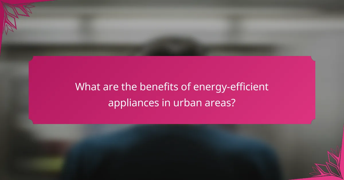 What are the benefits of energy-efficient appliances in urban areas?