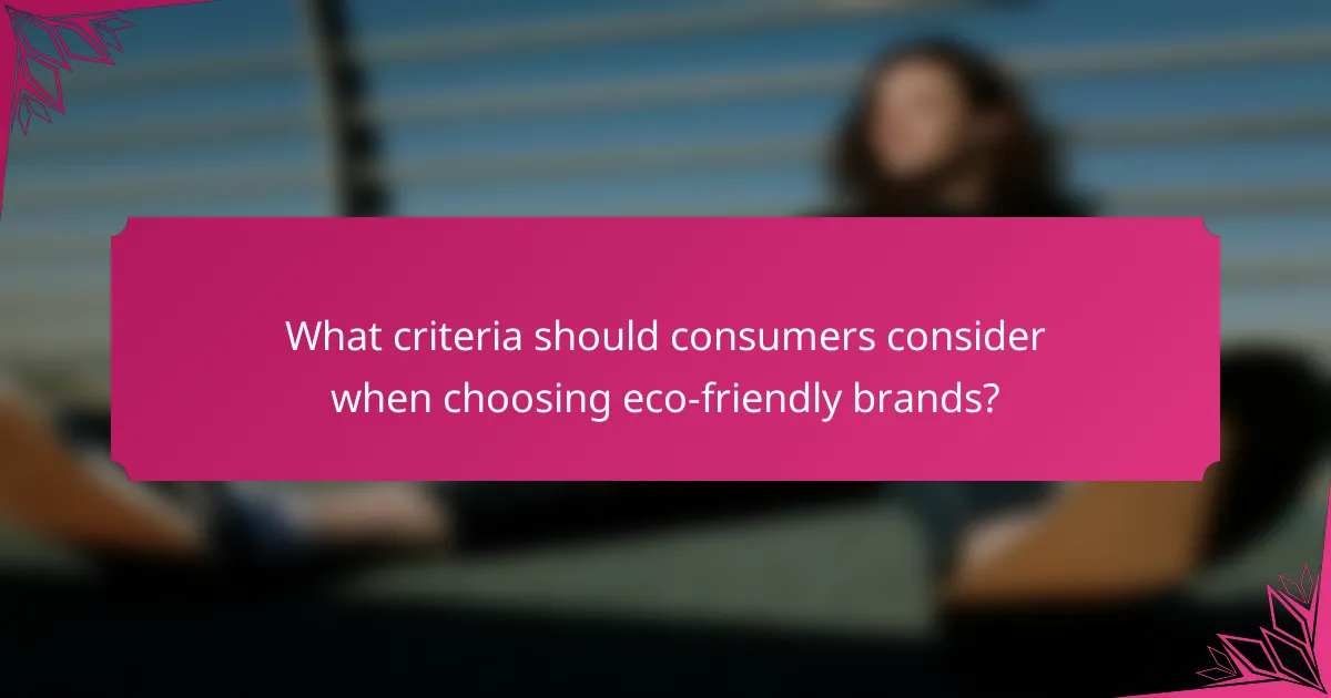 What criteria should consumers consider when choosing eco-friendly brands?